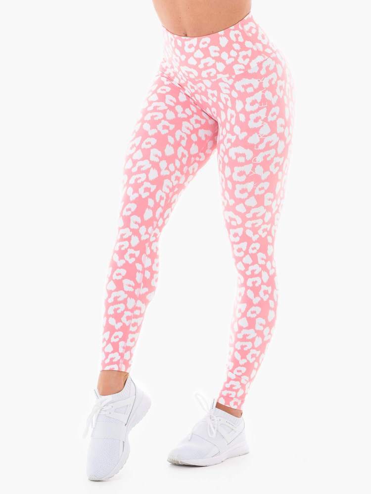 Pink instincts scrunch bum leggings, front view